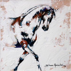 Shan Amrohvi, 08 x 08 inch, Oil on Canvas, Horse Painting, AC-SA-108